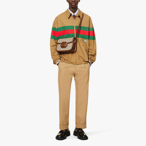 Gucci Brand-panel Side-epaulette Relaxed-fit Wide-leg Cotton Cargo Trousers  in Green for Men