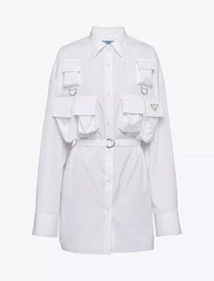 Logo-plaque pocket-embellished cotton shirt