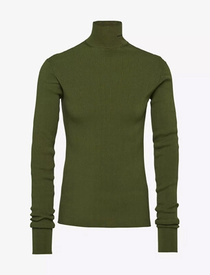 Turtleneck logo-pattern cotton jumper