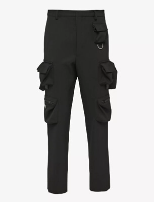 Brand-plaque pocket-embellished slim-fit straight-leg wool trousers