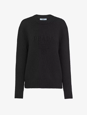 Prada logo-pattern wool and cashmere knitted jumper