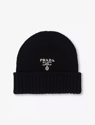 Logo-embroidered ribbed cashmere-and-wool blend beanie hat