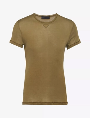 Logo-appliqué slim-fit silk top