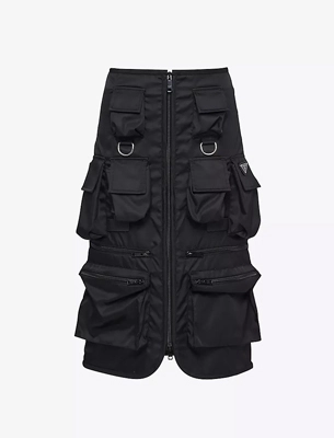Prada Re-Nylon pocket-embellished shell midi skirt