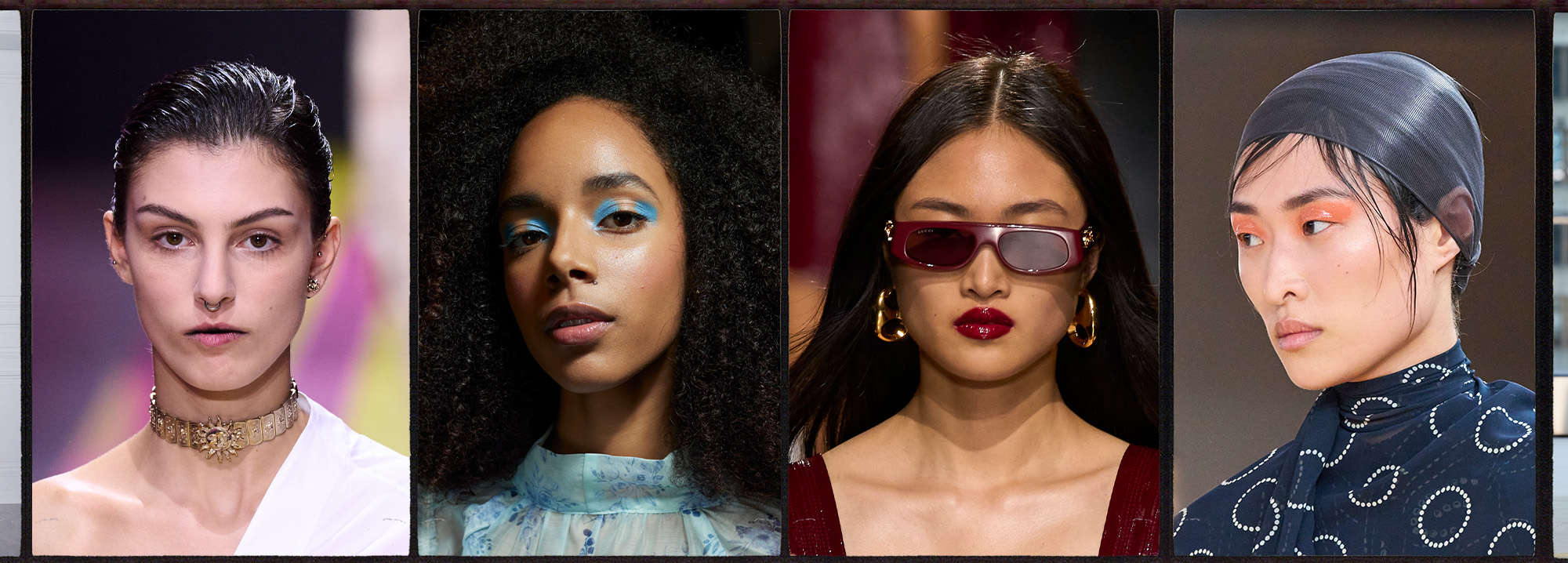 Sleek headbands, glossy waves, dark lips and more beauty trends from the  Spring 2024 Fashion Week runways