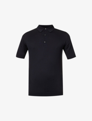 Shop John Smedley Men's Black Sea Island Cotton Polo Shirt