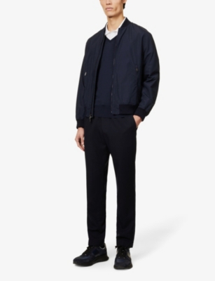 Shop John Smedley Mens Midnight Blenheim V-neck Wool Jumper Xl