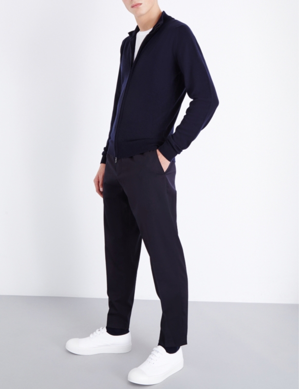 Zipped merino wool cardigan