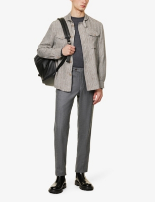 John Smedley Mens Grey Lundy Crewneck Wool Jumper In Grey