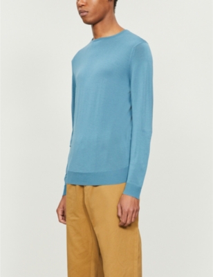 John Smedley Lundy Wool Jumper In Blue Wash