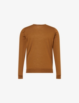 John Smedley Mens Keats Bronze Lundy Crewneck Wool Jumper