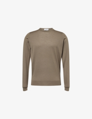John Smedley Mens Mansfield Green Lundy Crewneck Wool Jumper