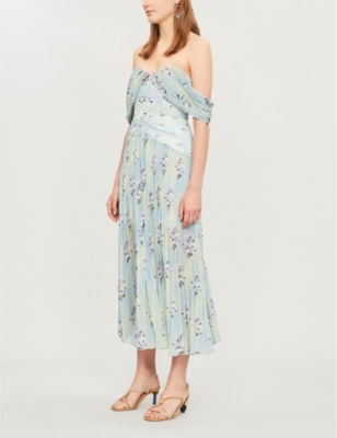 self portrait off shoulder floral printed dress