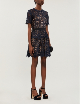 self portrait tiered floral lace dress