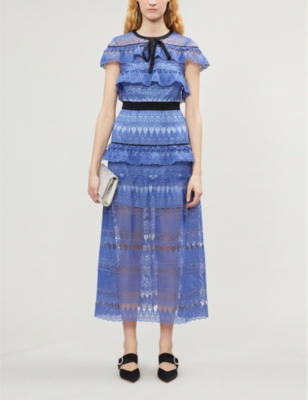 daphne teardrop guipure midi dress
