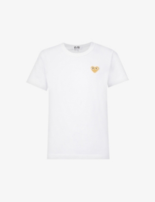 COMME DES GARCONS PLAY: Heart-embroidered cotton T-shirt