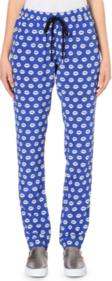 MARKUS LUPFER   Lip print silk jogging bottoms