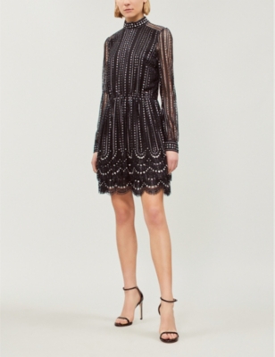 michael kors embroidered lace tiered dress