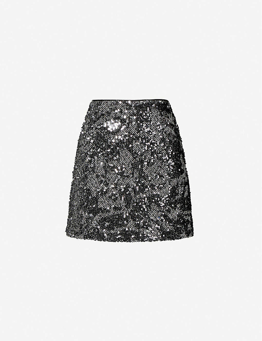 MICHAEL MICHAEL KORS - Herringbone sequin-embellished knitted skirt ...