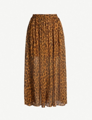 free people leopard midi skirt
