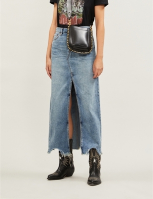 free people denim maxi skirt