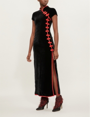 DE LA VALI SUKI VELVET MIDI DRESS