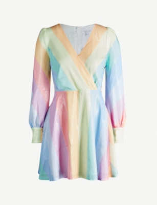 pastel rainbow sequin dress