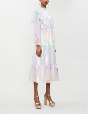 Olivia Rubin Sienna Tiered-skirt Silk Midi Dress In Pastel Ombre