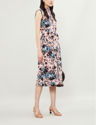 ERDEM SELBA FLORAL-PRINT SILK-CREPE MIDI DRESS