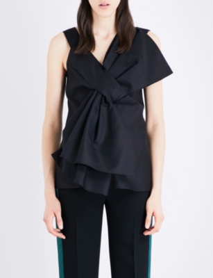 VICTORIA VICTORIA BECKHAM OVERSIZED BOW-DETAIL COTTON AND SILK-BLEND ...