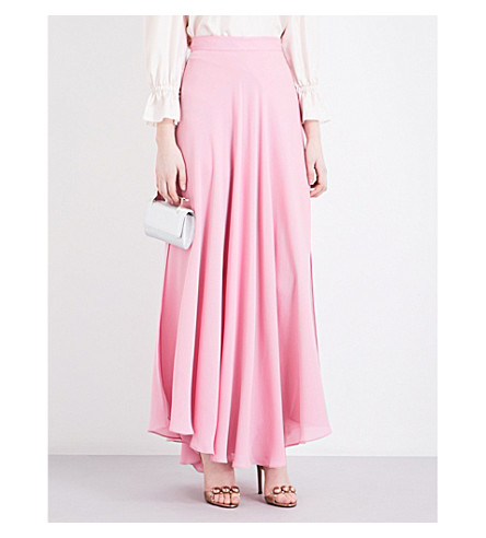 ELIE SAAB Flow Silk-Blend Skirt, Blossom | ModeSens