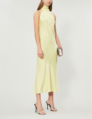 GALVAN Sienna halterneck satin midi dress