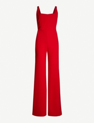 maroon crepe full leg jumpsuit