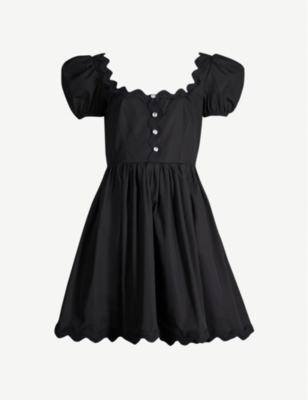 Scalloped-trim crepe mini dress - Nero