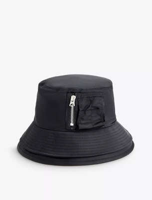 Sacai Double-brim brand-embroidered shell bucket hat
