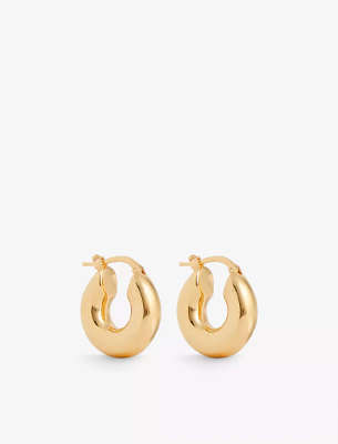 Jil Sander Classic brand-engraved gold-tone brass earrings