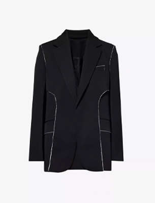 Victoria Beckham Contrast-piping notched-lapel woven blazer
