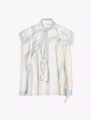 Lemaire Asymmetric-neck relaxed-fit cotton-blend shirt