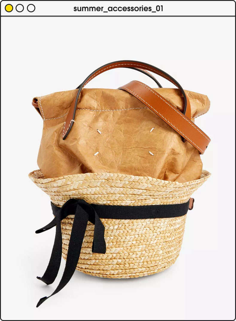 Maison Margiela hat logo-embroidered straw bag