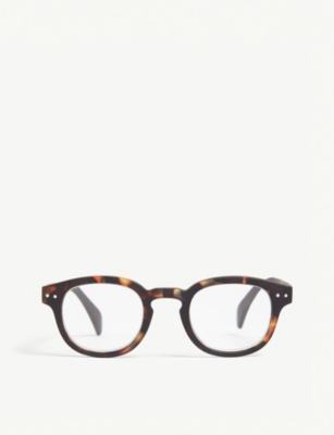 Shop Izipizi Mens Black And Brown #c Tortoiseshell Round-frame Reading Glasses +2