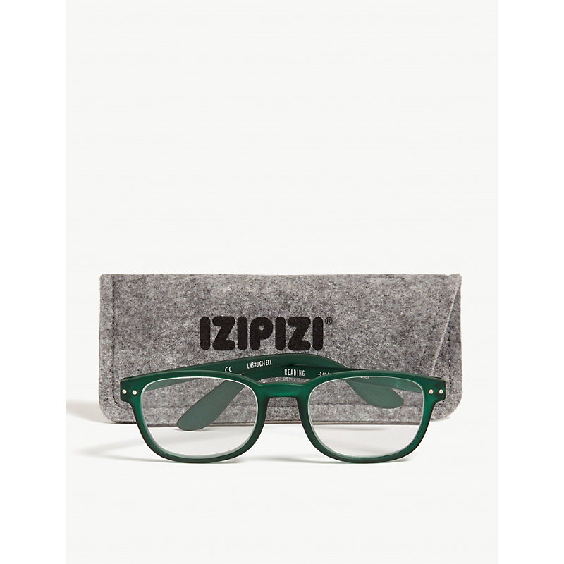 Shop Izipizi Womens Green #d Reading Square-frame Glasses +1