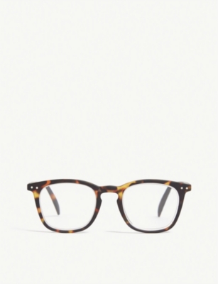 Izipizi Mens Brown #e Reading Square-frame Glasses +1