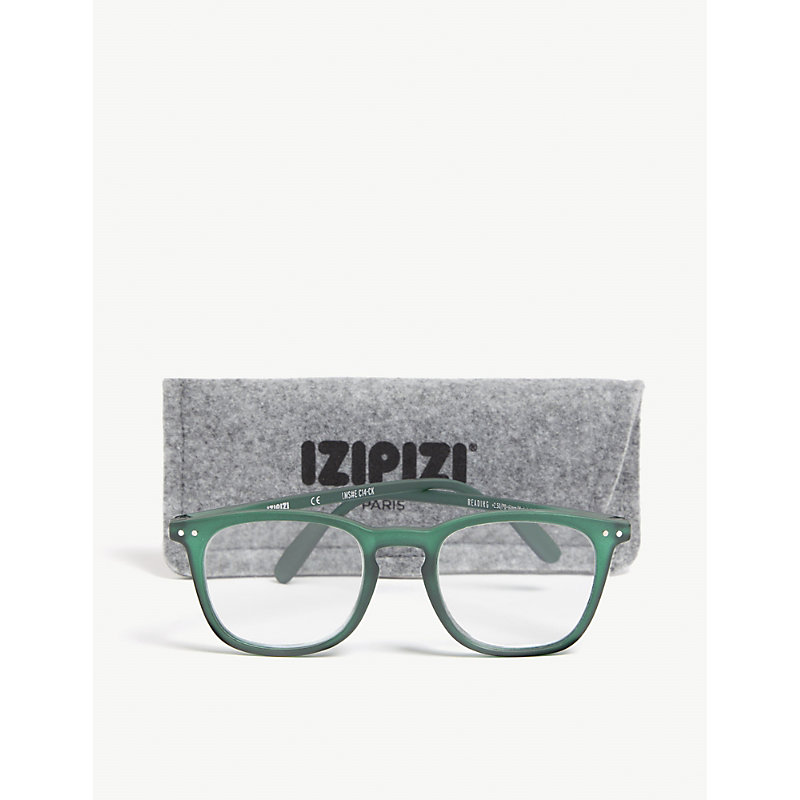 Shop Izipizi Mens Green #e Reading Square-frame Glasses +2.5