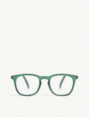 Izipizi Mens Green #e Reading Square-frame Glasses +2.5