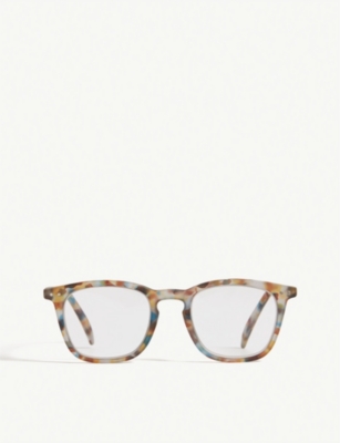 Izipizi Mens Brown, Grey And Blue #e Reading Square-frame Glasses +1