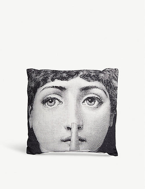 FORNASETTI: Silenzio linen and cotton-blend cushion 40cm x 40cm
