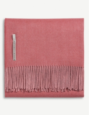 ALICIA ADAMS ALPACA - Herringbone fringed alpaca throw 180cm x 130cm