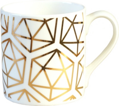 ALFRED & WILDE   Icosahedron fine bone china and 9ct gold mug