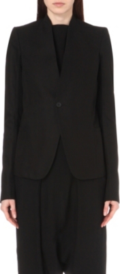 RICK OWENS   Collarless cotton suit jacket