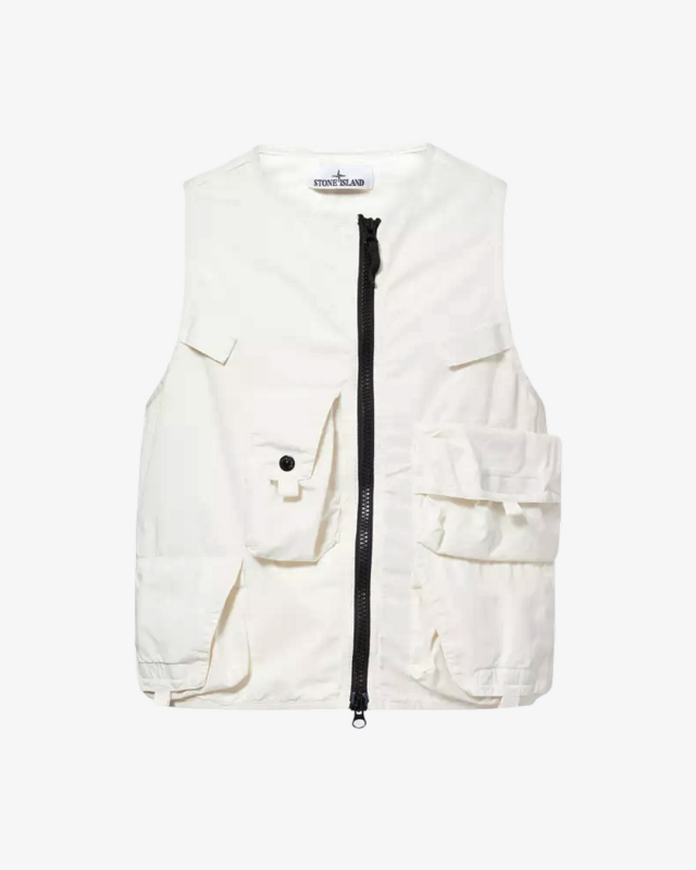 STONE ISLAND – Compass-Badge Ripstop Utility Zip-Up Cotton-Blend Vest